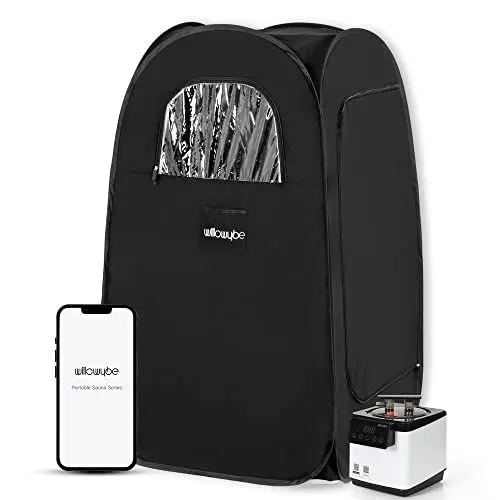 Produktbild: WillowyBe Tragbare Dampfsauna, Persönlicher Heim-Spa-Raum mit Bluetooth, Dampfer, Schwitzzelt, faltbarer Saunastuhl, Persönliche Sauna für Zuhause (Schwarz)