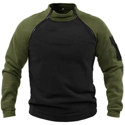 Produktbild: WILMOT Herren Quarter Zip Fleece Pullover Langarm Sweatshirt Outdoor Taktisch Weich Warm Polar Fleecejacke(Green,XXL)