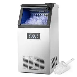 Produktbild: Wilprep Kommerzielle Eiswürfelmaschine 73kg/24H Eismaschine mit LCD-Bildschirm Eismaschine aus Edelstahl für Büro, Restaurant, Bar, Café (73kg Tagesleistung)