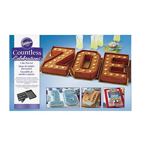 Produktbild: Wilton Buchstaben und Zahlen Verstellbare Antihaft-Kuchenform, 10-teiliges Set, Schwarz