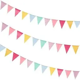 Produktbild: Wimpelkette Outdoor, 3 Stück 36 Flaggen Vintage Garden Wetterfest Regenbogen Girlande Deko für Hochzeit Geburtstag Party Zuhause Festival Dekoration