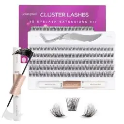 Produktbild: Wimpern Extensions Kit 120 Pcs Wimpern Einzeln mit Wimpernkleber und Pinzette Wimpern Cluster 10-16mm C/CC/D Curl DIY Lash Extension Set Falsche Wimpern für Wimpernverlängerung zu Hause - OP17