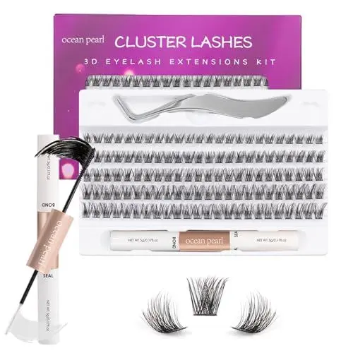 Produktbild: Wimpern Extensions Kit 120 Pcs Wimpern Einzeln mit Wimpernkleber und Pinzette Wimpern Cluster 10-16mm C/CC/D Curl DIY Lash Extension Set Falsche Wimpern für Wimpernverlängerung zu Hause - OP17