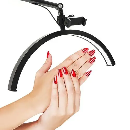 Produktbild: Wimpernlicht für Wimpernverlängerungen, LED Halbmondlicht für Wimpern, Tattoo Lampe, Licht für Kosmetikerinnen, Schreibtischlampe 3 Farbtemperaturen mit Telefonklemme (EU)