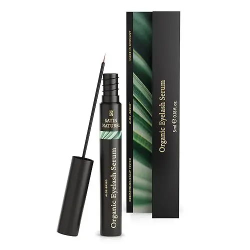 Produktbild: Satin Naturel Wimpernserum mit BIO Aloe Vera + Rotklee für Wimpernwachstum & gepflegte Wimpern - Wimpernserum OHNE Hormone, Augenbrauen Serum - Lash Serum, Lash and Brow Booster 5ml