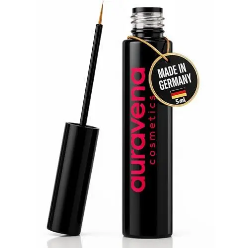 Produktbild: Wimpernserum ohne Hormone I 5ml I Lash Serum vegan & cruelty free I Für empfindliche Augen I Längere & gesündere Wimpern I Wimpernzange gratis I Sichtbares Wachstum natürliches Volumen I Auravena