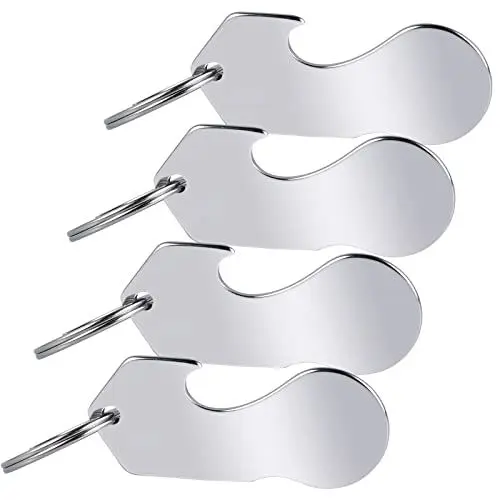 Produktbild: winbest 4 Einkaufswagenlöser aus Metall - Einkaufswagen Schlüsselanhänger - 3 IN 1 Einkaufswagenchip, Flaschenöffner, schlüsselanhänger - Einkaufschip zum Rausziehen - Einkaufswagenlöser aus Edelstahl
