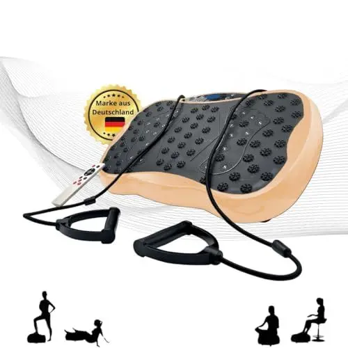 Produktbild: W.1.0 Vibrationsplatte 4D PRO – Vibrationsboard für Muskelaufbau, Abnehmen & Ganzkörpertraining | 120 Stufen | leiser Motor | 150 kg | Rüttelplatte mit Fernbedienung & Bändern | Fitnessgerät Zuhause