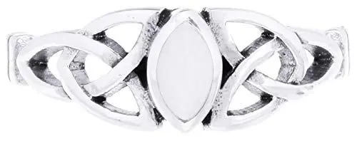 Produktbild: WINDALF Celtic Damen Ring LUCIANA 6 mm Elfenring Glücksring mit Perlmutt 925 Sterlingsilber (Silber, 64 (20.4))