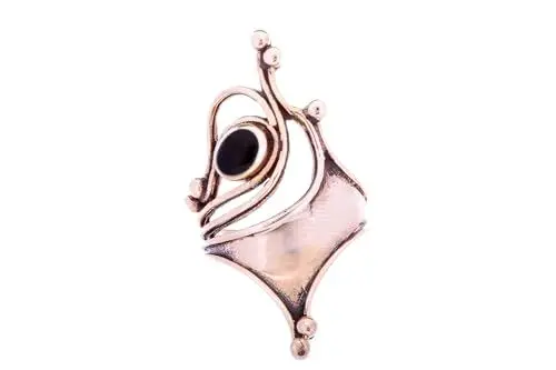 Produktbild: Windalf Langer Damen Ring ARVINA 36 mm Schwarzer Onyx Gothic Schmuck Bronze (Bronze, 46 (14.5))