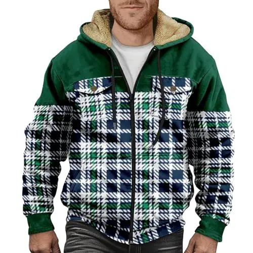 Produktbild: Windbreaker Herren Hoodie Gefüttert Herren Winterjacke Herren mit Kapuze Sommerjacke Herren Jacke Herren Schwarz Gefütterte Hoodie Herren Herren Jacke Schwarz Wachsjacke Rot L
