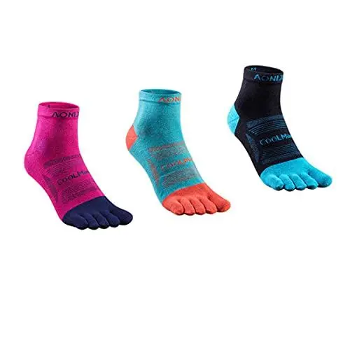 Produktbild: Win.Deeper 3 Paar Zehensocken, Herren Damen Atmungsaktiv Sportsocken für Fitness Laufen Running (Mid Calf /3 Paar -S (Größe 35-38))