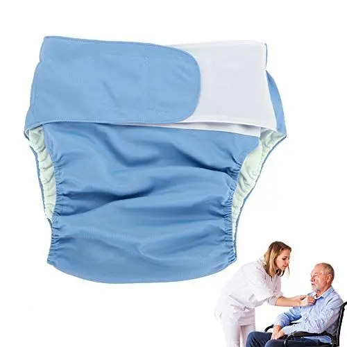 Produktbild: Windelhosen gegen Inkontinenz für Erwachsene, Adjuatable Incontinent Care Tuch Windel, Waschbar Wiederverwendbar und Verstellbar Windel Inkontinenz-Hygieneartikel für ältere Menschen (Blau)