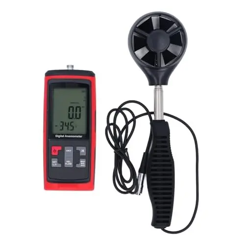 Produktbild: Windgeschwindigkeitsmesser, Tragbares Digitales Anemometer mit Ausziehbarem Windsensor, CFM-Messgerät für HVAC, Golf, Drohnenfliegen