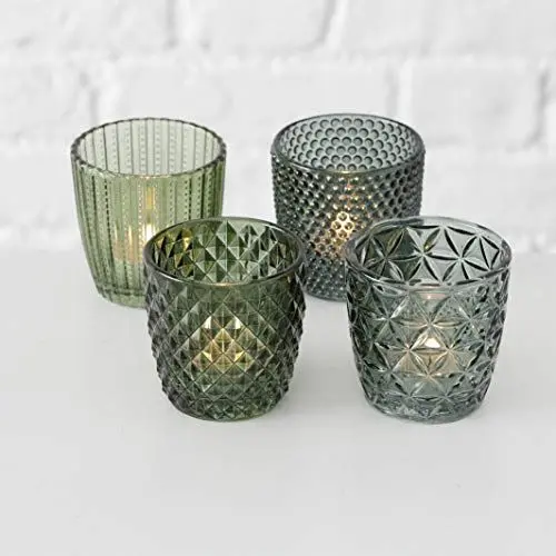 Produktbild: Windlicht Glas grün Teelichthalter 4er Set