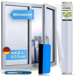 Produktbild: WindowShield® Fensterfolie Blickdicht | Milchglasfolie selbsthaftend | Selbstklebende Sichtschutzfolie Fenster | Anti-UV Privatsphäre Sichtschutz | für Bad, Büro, Wohnzimmer | 44.5 x 200cm