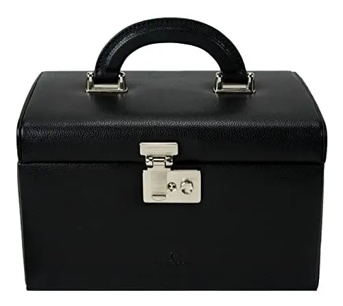 Produktbild: Windrose Schmuckkoffer Beluga/schwarz (Leder) - Hochwertige Handarbeit - Breite 24,5 cm - Leder