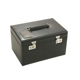 Produktbild: Windrose Schmuck-/ Uhrenkoffer Ambiance/schwarz (Leder) - Hochwertige Handarbeit - Breite 31 cm - Leder