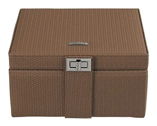 Produktbild: Windrose Schmuckkoffer M mit Einsatz Corbello/mocca - Hochwertige Handarbeit - Breite 21,5 cm - Korbflechtoptik