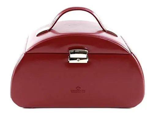 Produktbild: Windrose Schmuckkoffer Merino/rot - Hochwertige Handarbeit - Breite 29,5 cm - Lederoptik