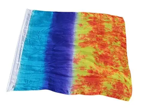 Produktbild: Winged Sirenny Leichte Seidenfahne, Tanzflagge Anbetungsfahne mit flexiblem Stab, Kleine Spielseide für Kinder (Feuer und Wasser)