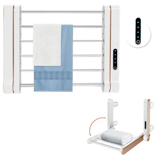 Produktbild: WingFly Handtuchheizkörper Elektrisch 350 x 270mm, Badheizkörper Elektro mit Thermostat 2-8 Stunden Timer-Funktion Bad Handtuchtrockner Heizkörper Handtuchhalter Weiß