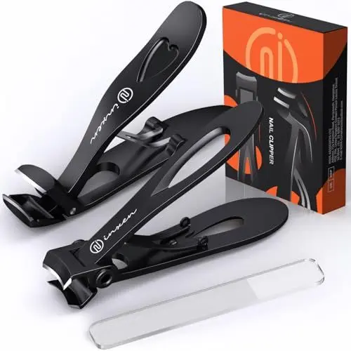 Produktbild: Winkelkopf Nagelknipser für Senioren Dicke Fußnägel | 3 Pcs Ergonomic Nagelknipser Set mit Breiter Kieferöffnung Fänger Auffangbehälter | Premium-Stahl Groß Nagelzwicker Fingernagel knipser für Männer