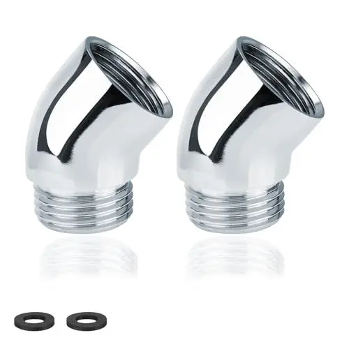 Produktbild: Winkelstück für Duschkopf, HERKINDNESS 2 Stück Duschschlauch Adapter, Winkelstück für Handbrause mit 2 Dichtung, Winkelstück Duschkopf für Handbrause Beweglich Duscharmanschluss
