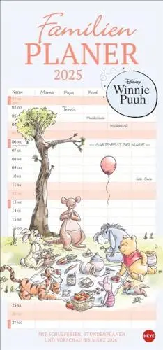 Produktbild: Winnie Puuh Familienplaner 2025: Terminkalender mit Abenteuern von Winnie Puuh und seinen Freunden. Praktischer Wandkalender mit 5 Spalten. Liebvoll illustrierter Wandplaner. (Familienplaner Heye)