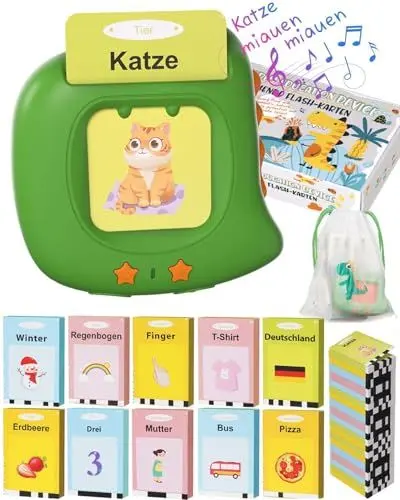 Produktbild: Winnrok 388 Wörter Sprechende Lernkarten Deutsch 20 Thema, Sprachförderung Vokabelfreund Lernen Flash Karten für Kinder, Montessori Spielzeug ab 2 3 Jahre, Kinderspielzeug Oster-Geschenke