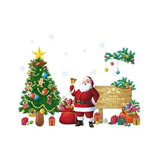 Produktbild: WINOMO Frohe Weihnachten Wandtattoos Wandbilder abnehmbare Aufkleber Wanddeko Nikolaus Weihnachtsbaum Weihnachtsdeko