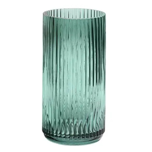 Produktbild: WINOMO Glasblumenarrangement Vase Vertikale Maserung Glasvase Tischplatte Vase Trockenblume Dekorative Stütze (Dunkelgrün)