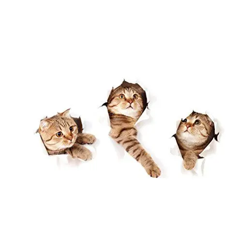 Produktbild: WINOMO Katze Wandaufkleber 3D Katze Wand abnehmbare Wandsticker Toiletten Wandtattoo DIY Hausdekoration