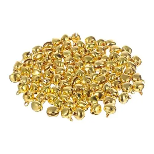 Produktbild: Klein Glöckchen Weihnachten Hochzeit Dekoration Glöckchen Schellen Weihnachtsbaum Anhänger 100 Stücke 12mm (golden)