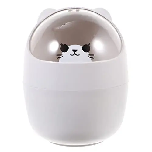 Produktbild: WINOMO Nette Mini Desktop Mülleimer Bär Tier Abfall Korb mit Deckel für Büro Kaffee Tisch Küche Müll Bin Papier Container Grau 1