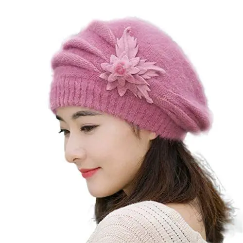 Produktbild: Winter Barett Cap Atmungsaktive Damen Winter Französischen Baskenmütze Gemütlich Kopfbedeckung Herbst Warm Dick Strickmütze,Klassisch Mütze Für Frauen
