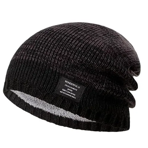 Produktbild: Winter Beanie Damen Wollstrickmützen für Herren und Damen mit dickem, winterwarmem Kopfumfang Damen Mütze Winter Dunkelblau (Dark Gray, One Size)