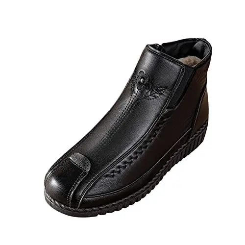Produktbild: Winter Boots Damen Gefüttert Plüsch Schneestiefel Winter Kurzschaft Stiefel Übergangsstiefel Schlupfschuhe Stiefel Barfuss Sneaker Elegant Wildleder Halbstiefel Rutschfeste Kurzschaft Stiefel Outdoor