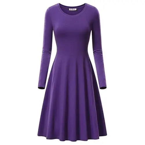 Produktbild: Winter Damen Pullover Elegant Strickkleid Damen Winter Dresses for Women Kleid Damen Schwarz V Ausschnitt Kleid Outfit Damen Strickkleid Damen Rollkragenkleid Damen Strickkleid Lila L
