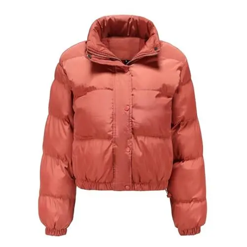 Produktbild: Winter Jacket For Women Umstandsjacke Winter Grau Kurze wattierte Jacke für Damen, langärmelig, hoher Kragen, warmer Mantel, lockere, lässige wattierte Pelzjacke Damen Teddyjacke MäDchen (Orange, XL)
