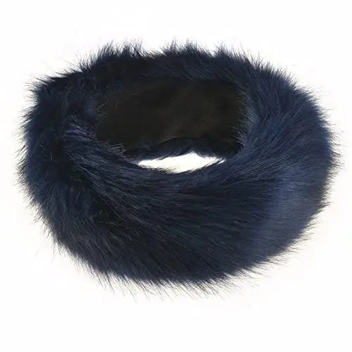 Produktbild: Winter Stirnband,MoreChioce Kunstpelz Fuchs Pelz Haarband Schickes Winter Stirnband Kunstpelz Ohrenwärmer für Damen Winter Outdoor Warmer Ski Kopfwickel Winter festliche Headwrap,Dunkelblau