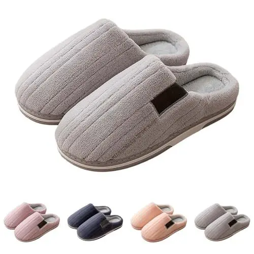 Produktbild: Winter Warm Weiche Baumwolle Memory Foam Slip On Hausschuhe Warme Hausschlappen Damen Herren Antirutsch Pantoffeln Flache Antirutsch Bequeme Slipper für Frauen Plüsch Flauschige Schlafzimmer