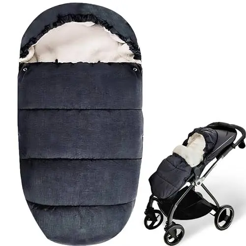 Produktbild: Winterfußsack für Kinderwagen Universal, Sherpa-Futter Babywagen, Komfortable Plüsch Fußsack, Winterfusssack für Babyschale mit Tasche