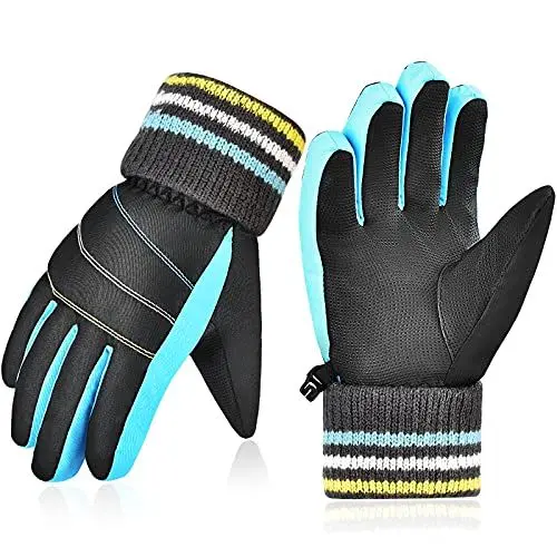 Produktbild: Winterhandschuhe Wasserdicht Kinder Handschuhe Skihandschuhe - Junge Mädch Winddicht Fahrradhandschuhe Anti-Rutsch Full Finger Warme Schneehandschuhe for Outdoor Sport Lauf Snowboard Skifahren Fahrrad