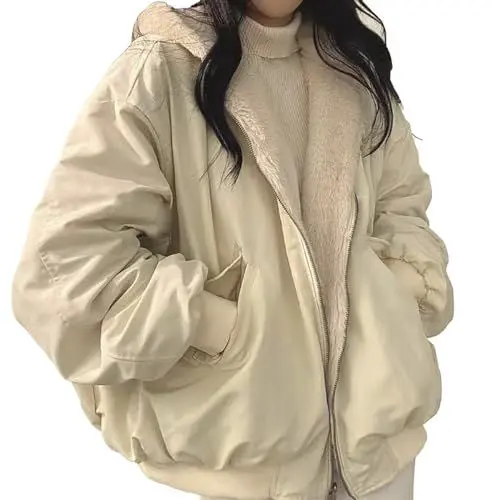 Produktbild: Sale Angebote, Winterjacken Für Damen Sale, Herbstmantel Damen Elegant Winter Jacke Mit Lockerer Kapuze Aus Baumwolle Auf Beiden Seiten Parka Damen Winter Warm, Damen Jacken Winter Sale Günstig
