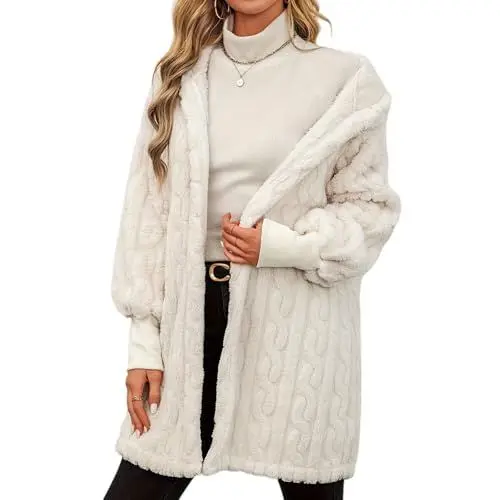 Produktbild: Winterjacke Damen Gefüttert Dicke Mit Fell Wintermantel Damen Herbst Party Teddy Mantel Elegant Lang Kunstfell Jacken Outdoor Thermojacke Klassisch 2#kaffee L