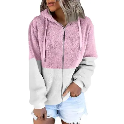 Produktbild: Winterjacke Damen Gefüttert Warm Mit Fell Wintermantel Damen Herbst Outdoor Trenchcoat Dicke Grosse Grössen Mit Fleece Parka Loungewear Teddy Mantel Mode 2#rosa L