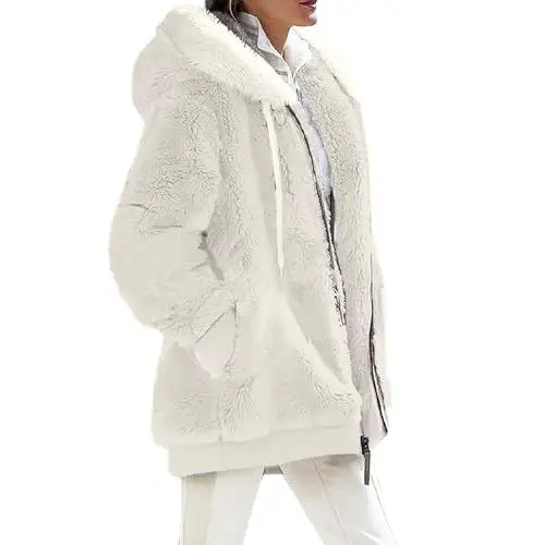 Produktbild: Winterjacke Damen Grosse Grössen Elegant Mit Fleece Wintermantel Damen Herbst Loungewear Steppmantel Warm Gefüttert Kunstfell Parka Arbeit Trenchcoat Mode 2#beige XL