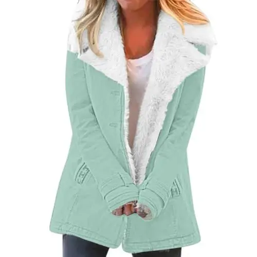 Produktbild: Winterjacke Damen Hoodie Fleecejacke Winter Warm Flanell Kapuzenpullover Oversized Hoodie Kapuzenjacke Reißverschluss Teddyjacke Sweatshirt Fleece Kapuzejacke Sweatshirt (Mint Green, S)