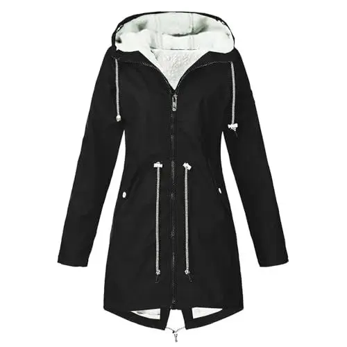 Produktbild: Winterjacke Damen Lang Warm Kunstfell Wintermantel Damen Herbst Party Trenchcoat Elegant Grosse Grössen Mit Fell Jacken Arbeit Steppmantel Mode 2#schwarz M